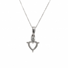 Heart Shape 8mm Pendant Semi Mount in 14K White Gold With Diamond Accents (Chain Not Included) (PD2045)