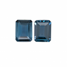 London Blue Topaz Emerald Cushion 9x7mm Matching Pair Approximately 4.84 Carat