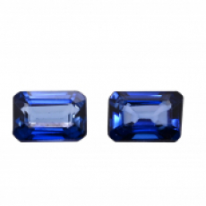 Nigerian Blue Sapphire Emerald Cut 7x5mm Matching Pair Approximately 2.30 Carat
