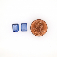 Nigerian Blue Sapphire Emerald Cut 9x7mm Matching Pair Approximately 5.80 Carat