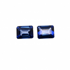 Nigerian Blue Sapphire Emerald Cut 9x7mm Matching Pair Approximately 5.80 Carat