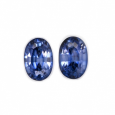 Nigerian Blue Sapphire Oval 6x4mm Matching Pair Approximately 1.40 Carat