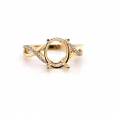 Oval 10x8mm Ring Semi Mount in 14k gold with Accent Diamond