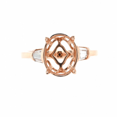 Oval 11x9mm Ring Semi Mount In 14K Rose Gold With Diamond Accents