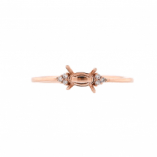 Oval 5x3mm Ring Semi Mount in 14K Rose Gold with Accent Diamonds (RG3521)
