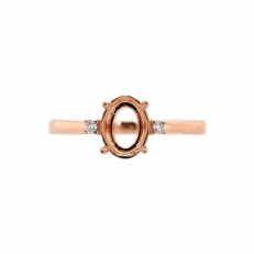 Oval 8x6mm Ring Semi Mount in 14K Rose Gold with Accent Diamonds (RG0551) Part of Matching Set