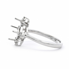 Princess Cut 7mm Ring Semi Mount in 14K White Gold With Diamond Accents (RG5167)