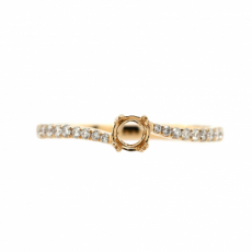 Round 4mm Ring Semi Mount in 14K Yellow Gold with Accent Diamonds (RG2758)