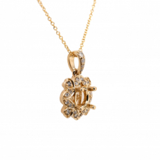 Round 5mm Pendant Semi Mount in 14K Yellow Gold With Diamond Accents (Chain Not Included) (PD2357)