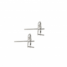 Round 6mm Earring Semi Mount in 14K White Gold With Diamond Accents (ER3094) Part of Matching Set