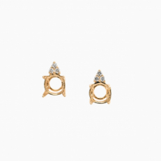 Round 6mm Earring Semi Mount in 14K Yellow Gold With Diamond Accents (ER1492)