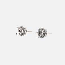 Round Shape 5.9mm Earring Semi Mount in 14K White Gold With Diamond Accents (AJE11956)