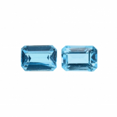 Swiss Blue Topaz Emerald Cut 7x5mm Matching Pair Approximately 2.20 Carat