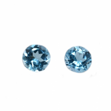 Swiss Blue Topaz Round 6mm Matching Pair Approximately 1.80 Carat