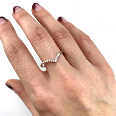 0.09 Carat Diamond Wedding V Shape Ring Band  In 14K White Gold