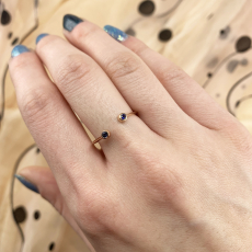 0.11 Carat Bezel Set Stackable Blue Sapphire Ring Band in 14K Rose Gold