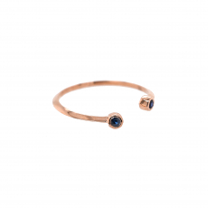 0.11 Carat Bezel Set Stackable Blue Sapphire Ring Band in 14K Rose Gold