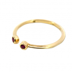 0.12 Carat Bezel Set Stackable Ruby Ring Band in 14K Yellow Gold
