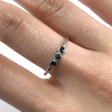 0.12 Carat Blue Sapphire Stackable Ring Band in 14K White Gold