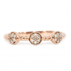0.12 Carat White Diamond Accented Art Deco Stackable Ring Band in 14K Rose Gold