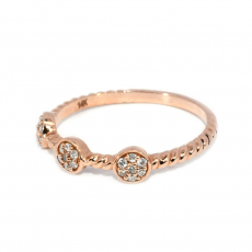 0.12 Carat White Diamond Accented Art Deco Stackable Ring Band in 14K Rose Gold