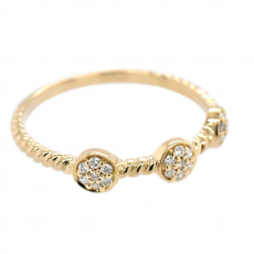 0.12 Carat White Diamond Art Deco Stackable Ring Band In 14K Yellow Gold