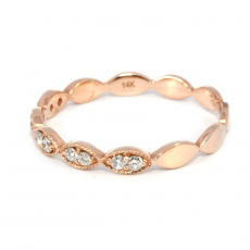 0.14 Carat White Diamond Art Deco Stackable Ring Band In 14k Rose Gold