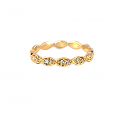 0.14 Carat White Diamond Art Deco Stackable Ring Band In 14k Yellow Gold