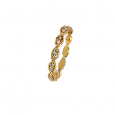 0.14 Carat White Diamond Art Deco Stackable Ring Band In 14k Yellow Gold