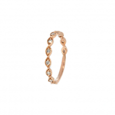 0.17 Carat White Diamond Art Deco Stackable Ring Band In14k Rose Gold