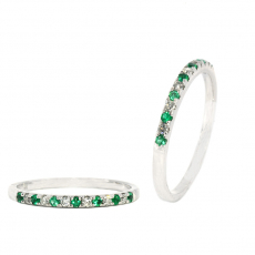 0.27 Carat Emerald and Diamond Ring Band In 14K White Gold