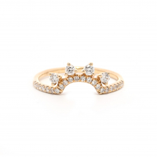 0.29 Carat Curved Diamond(Crown Shape) Contour Ring Band In 14K Yellow Gold