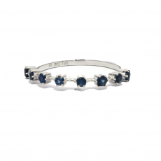 0.34 Carat Blue Sapphire Ring Band in 14K White Gold