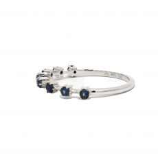 0.34 Carat Blue Sapphire Ring Band in 14K White Gold