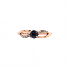 0.45 Carat Blue Sapphire And Diamond Ring In 14K Rose Gold