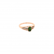 0.50 Carat Chrome Tourmaline And Diamond Ring In 14K Rose Gold