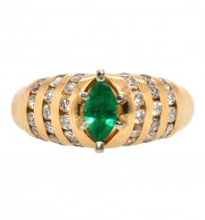 0.50 Carat Emerald And Diamond Ring In 14k Yellow Gold