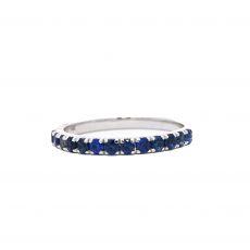 0.59 Carat Blue Sapphire Ring Band in 14K White Gold
