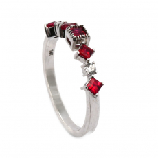 0.62 Carat Spinel and Diamond Ring Band In 14K White Gold