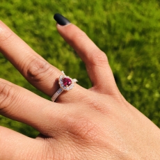 0.63 Carat Red Spinel and Diamond Ring In 14k White Gold