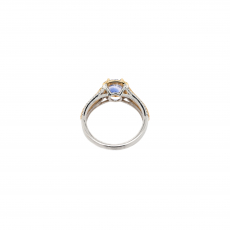 1.05 Carat Blue Sapphire And Diamond Ring In 14K Dual Tone (White/Yellow) Gold