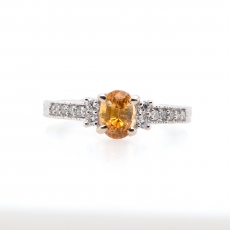 1.26 Carat Yellow Sapphire And Diamond Ring In 14K White Gold