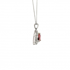 1.86 Carat Pink Tourmaline And Diamond Pendant in 14K White  Gold ( Chain Not Included )