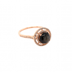 1.97 Carat Star Black Sapphire And Diamond Ring In 14K Rose Gold