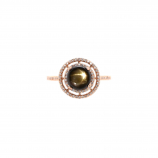 1.97 Carat Star Black Sapphire And Diamond Ring In 14K Rose Gold