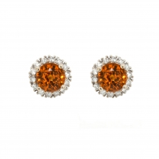 2.07 Carat Yellow Sapphire And Diamond Earring Stud In 14k White Gold