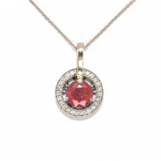 2.25 Carat Madagascar Ruby With Diamond Pendant In 14k White Gold  ( Chain Not Included )