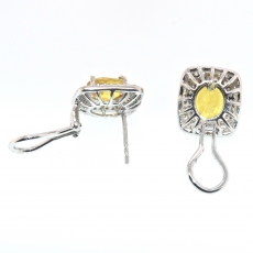 2.68 Carat Yellow Sapphire and Diamond Stud Earring In 14k White Gold