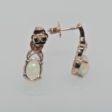 3.09 Carat Ethiopian Opal And Diamond Earring In 14k Rose Gold