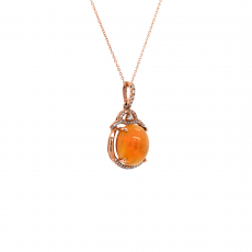 3.26 Carat Ethiopian Opal With Diamond Pendant In 14k Rose Gold  ( Chain Not Included )